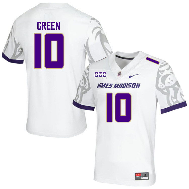 Men-Youth #10 Jalen Green James Madison Dukes College Football Jerseys Stitched Sale-White